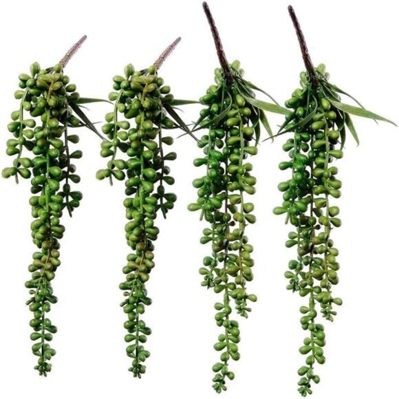 4 pcs Artificial Hanging Succulents Faux Burro's Tail Picks - Picture 1 of 14